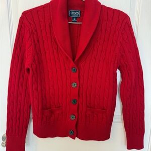 Chaps Women's Vibrant Red Button-Up Cardigan